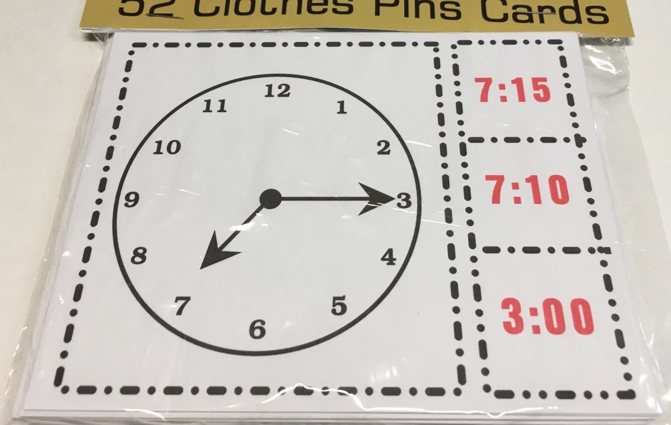 TELLING TIME – Cards for Learning Center 52 Cards- Letters Teaching Pre-k