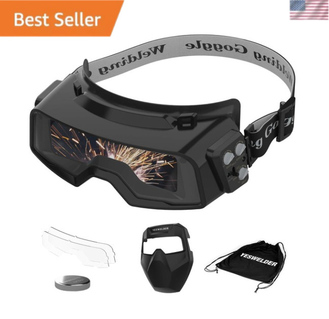 True Color Auto Darkening Welding Goggles, Wide Shade Range 4/5-9/9-13 with Grin