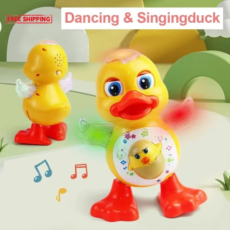 Electric Dancing Duck Toy with Music, Blinking Eyes, Cute Gift for Kids