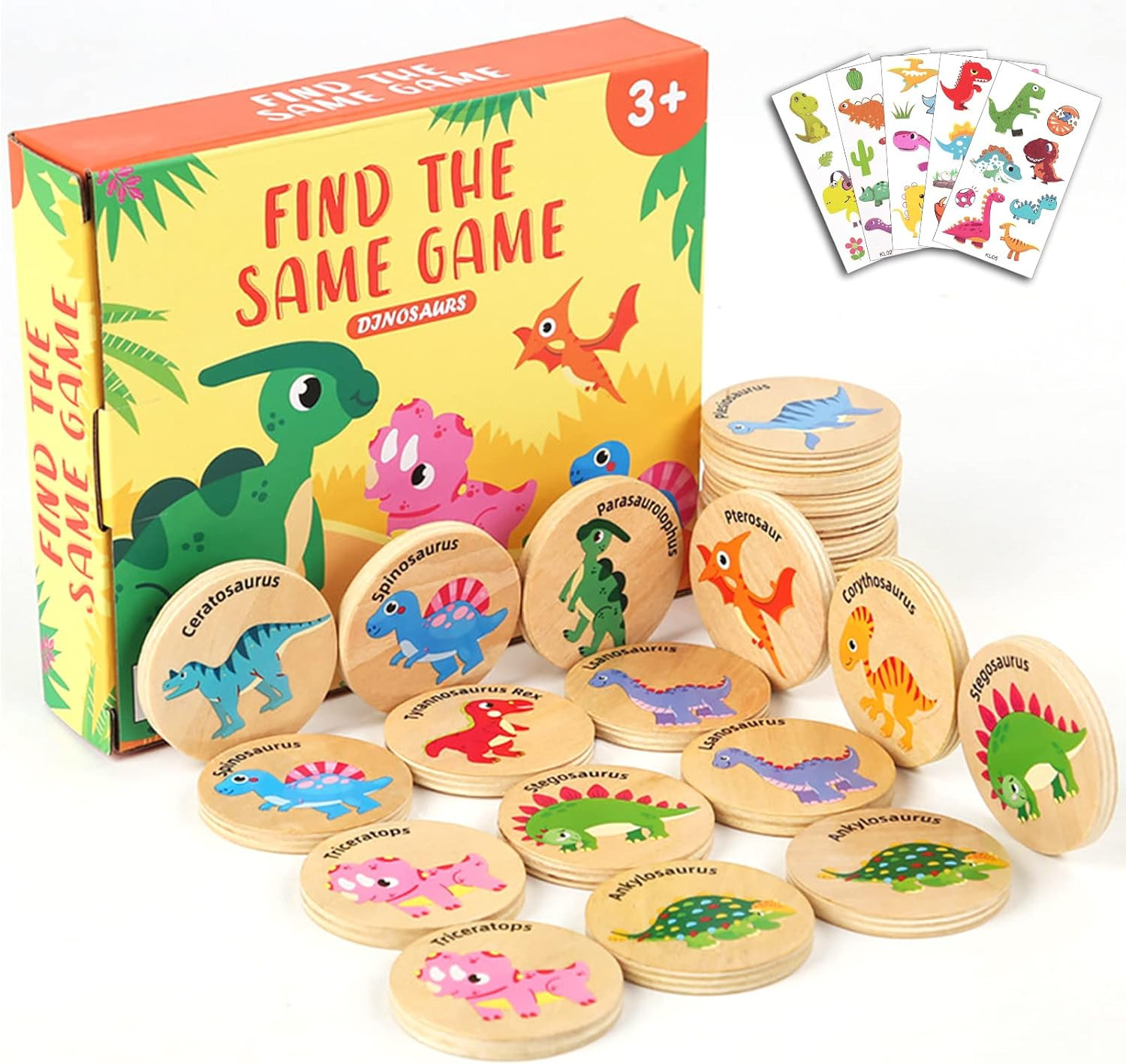 Wooden Match Memory Game for Kids, 24Pc Memory Matching Cards, Educational Memor