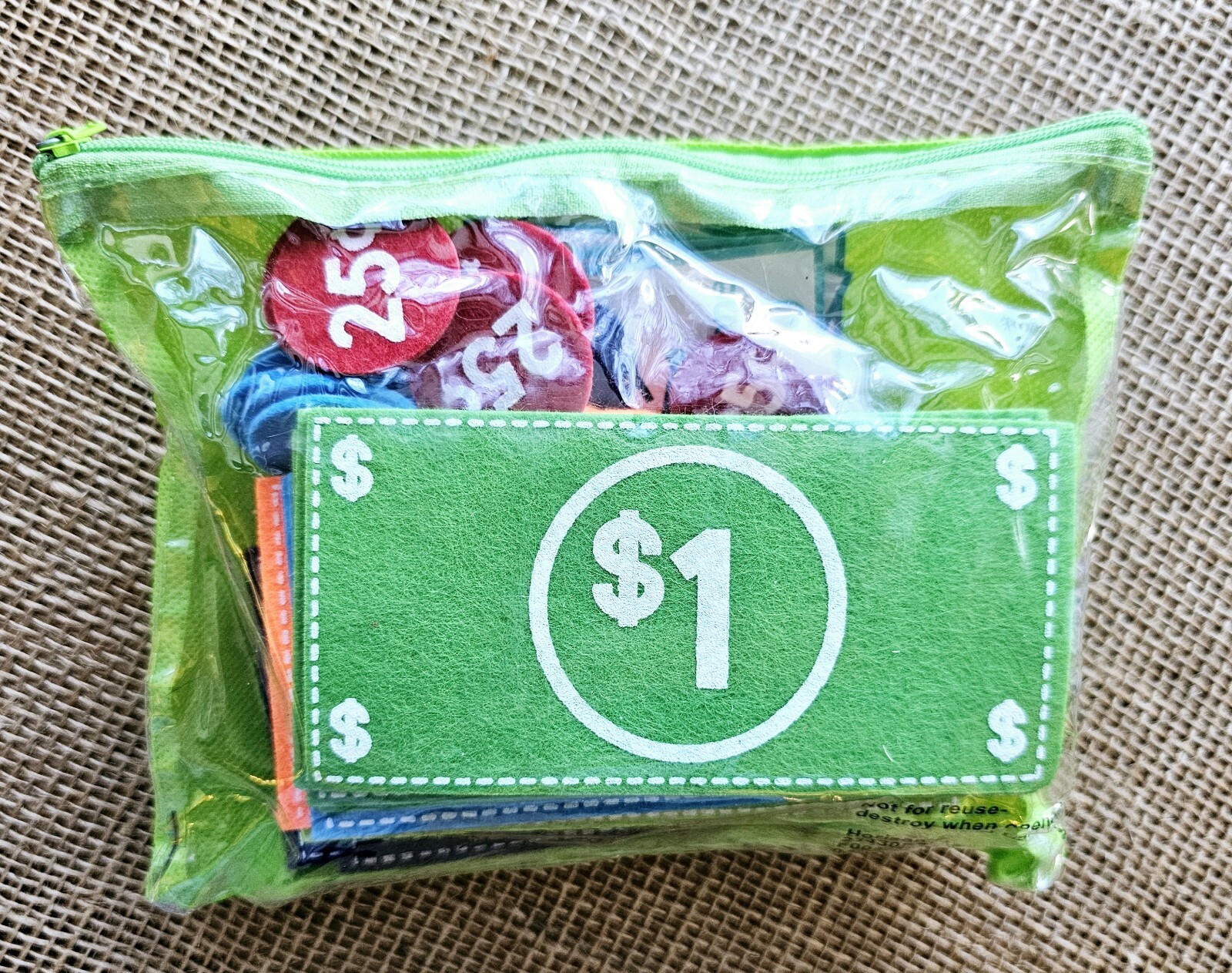 Horizon Group Pretend Play Felt Money 52pc Math Counting Manipulatives