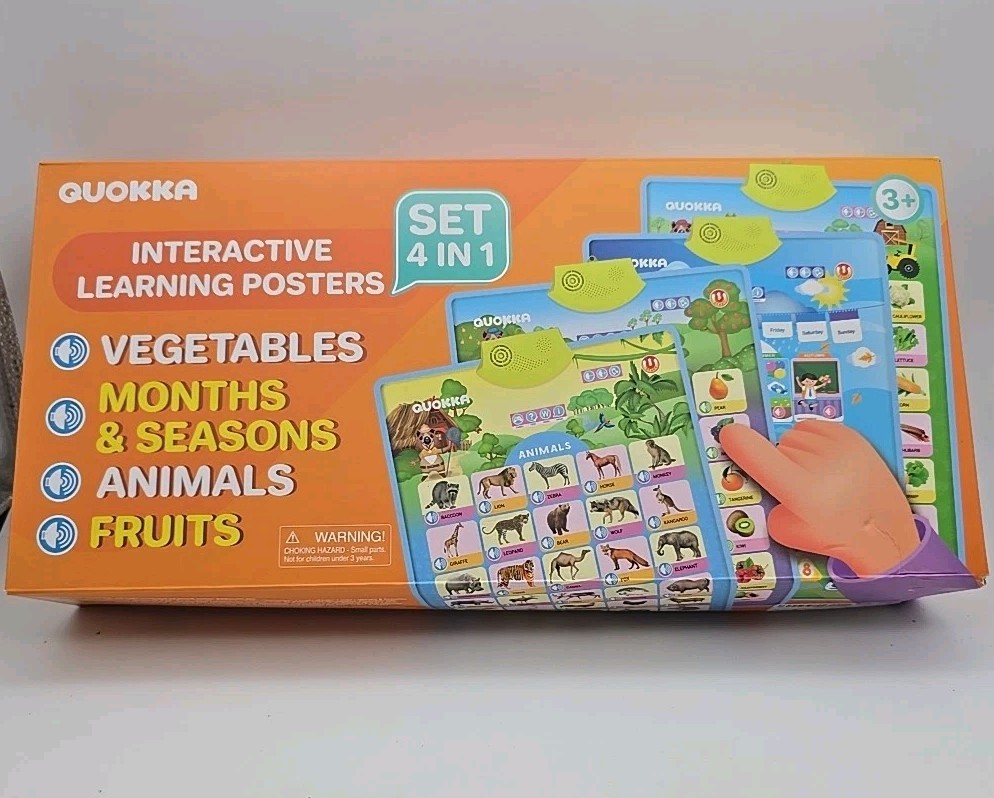 QUOKKA Interactive Learning Posters 4 In 1 Set Homeschooling Preschool School