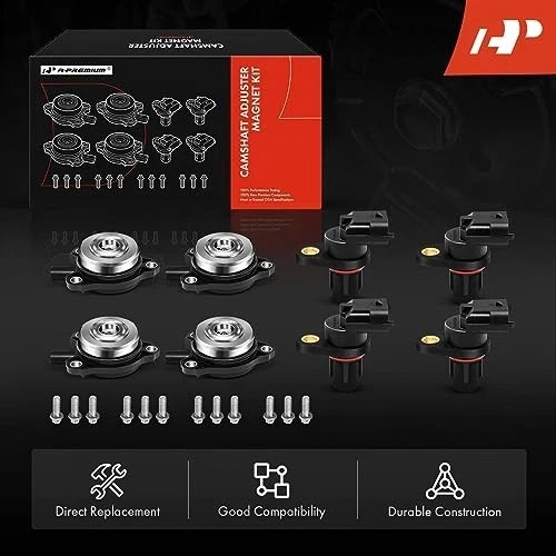 4-PC Camshaft Position Sensor + 4-PC Camshaft Adjuster Magnet Solenoid Kit Compa