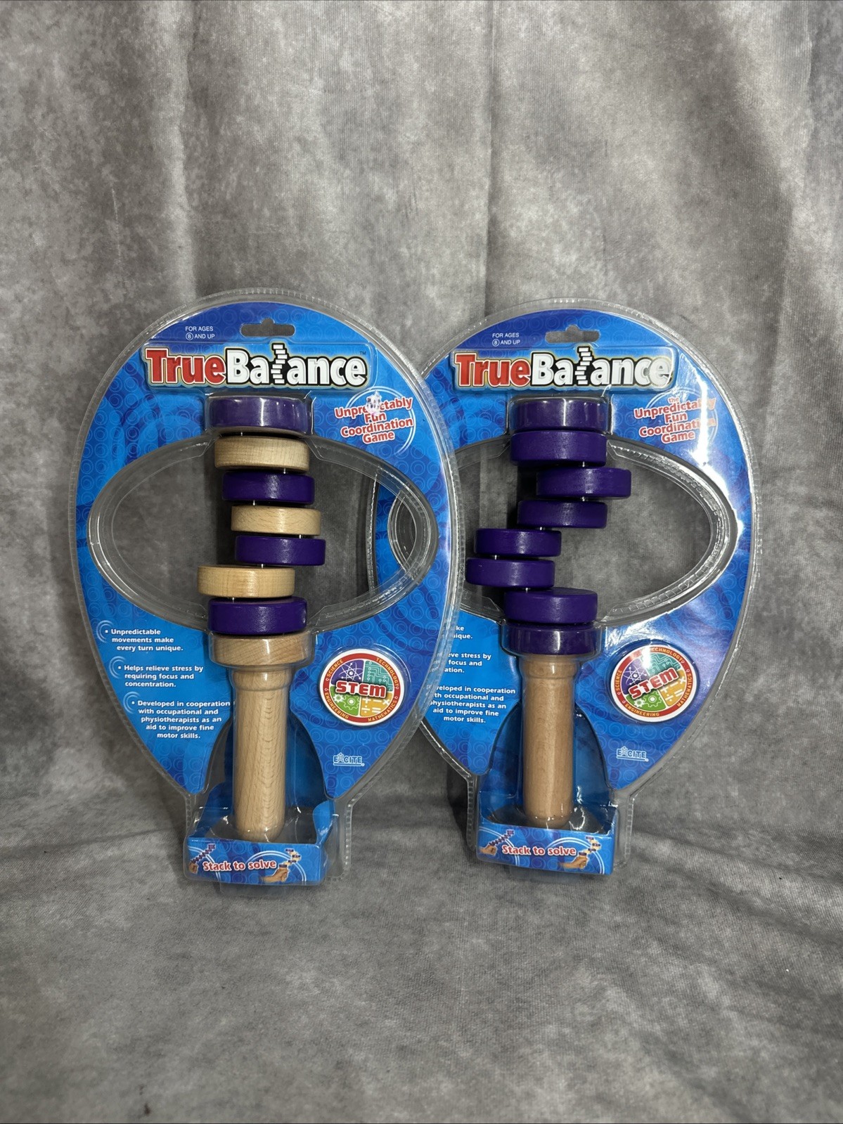 True Balance Handheld Wooden Toy Game by Excite STEM Coordination Purple SEALED