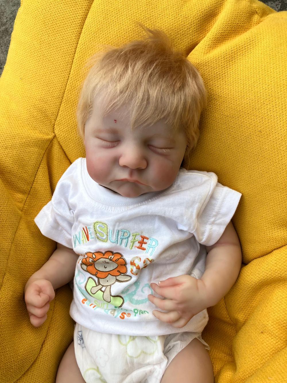 19in Finished Reborn Baby Doll Hand-Rooted Mohair Newborn Bebe Art Levi Gifts