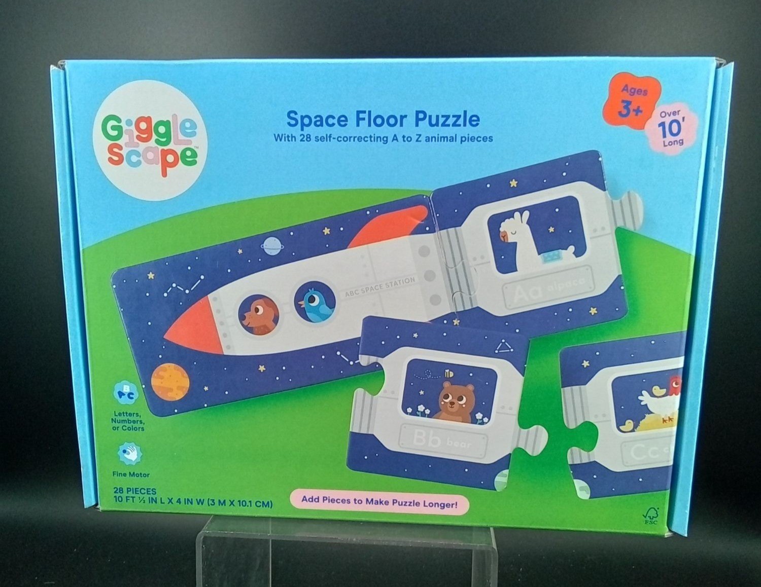 Gigglescape Space Floor Puzzle Ages 3+ Alphabet Animal Themed 28-Piece 10 Ft Lon