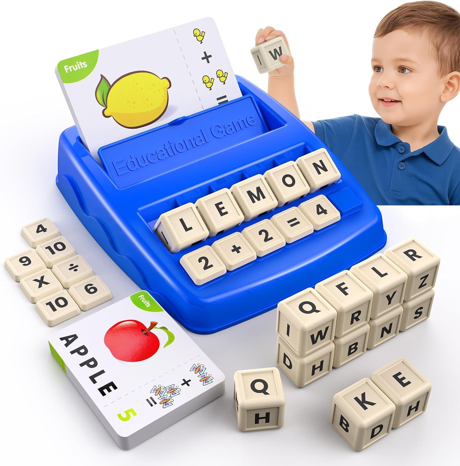 Educational Toys for Kids Ages 3-8, Matching Letter Spelling Math Counting Game,