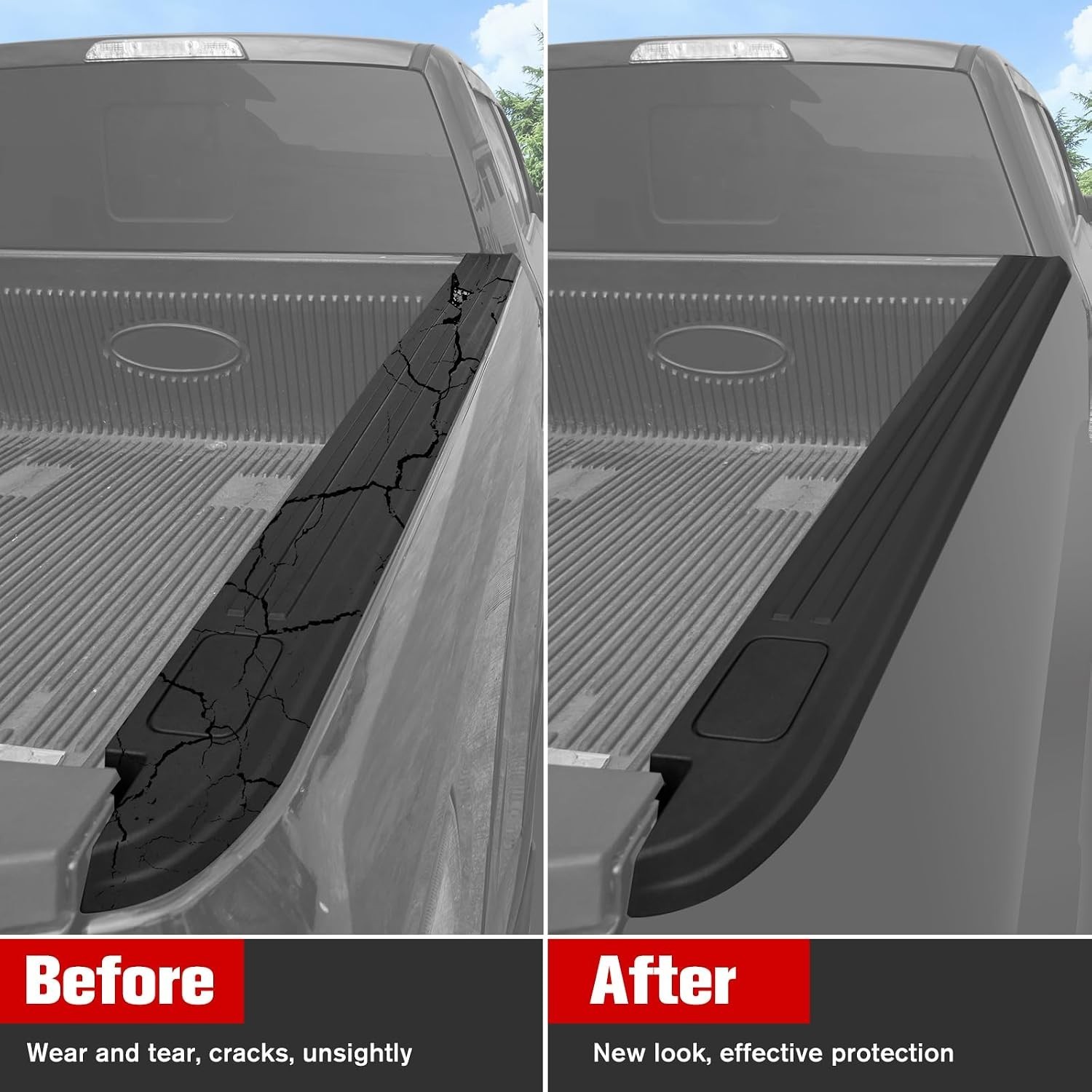 Side Bed Rail Caps 5.5′ Protector for Ford F150 2015-2020 Accessories, Combined
