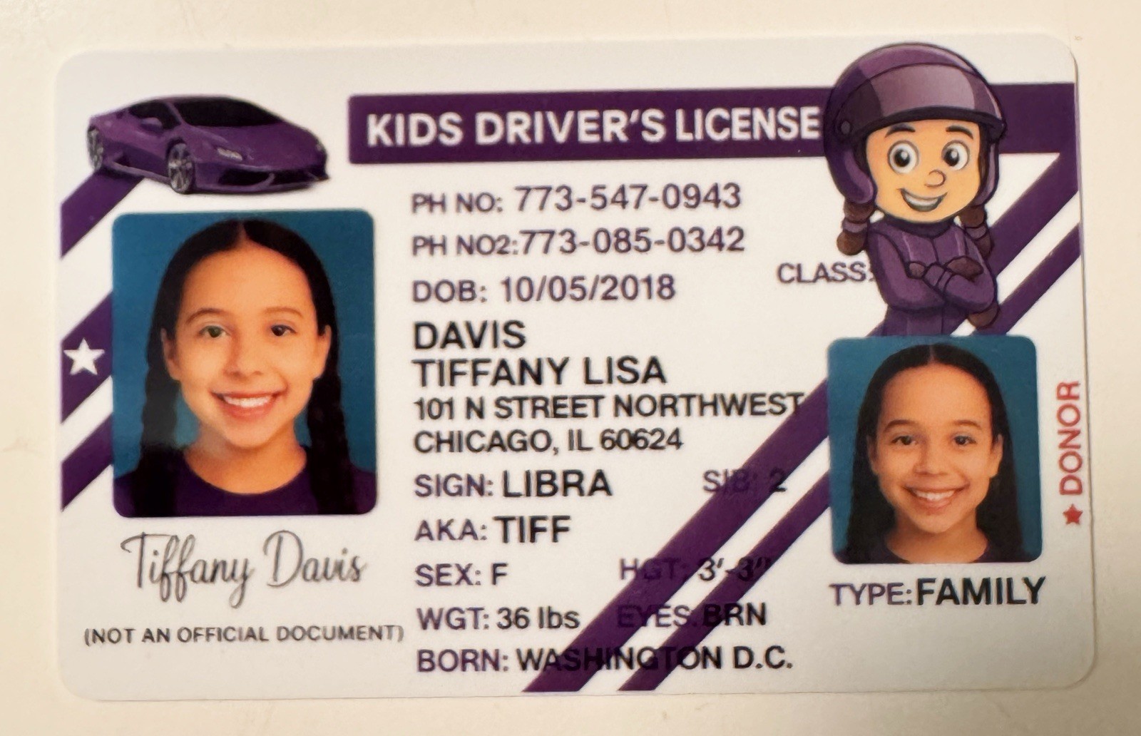 Custom Kids NoveltyCard – Personalized Child ID Card | Fun Novelty Gift