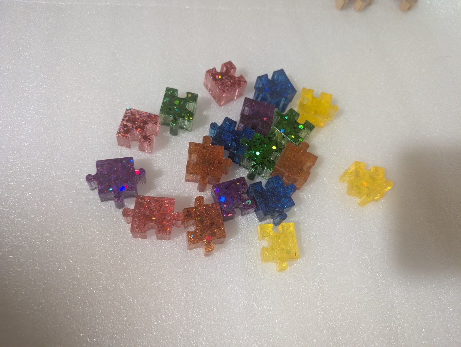 3d Block Sparkle Glitter Jigsaw Pieces Purple Green Resin Acrylic Crystal Puzzle