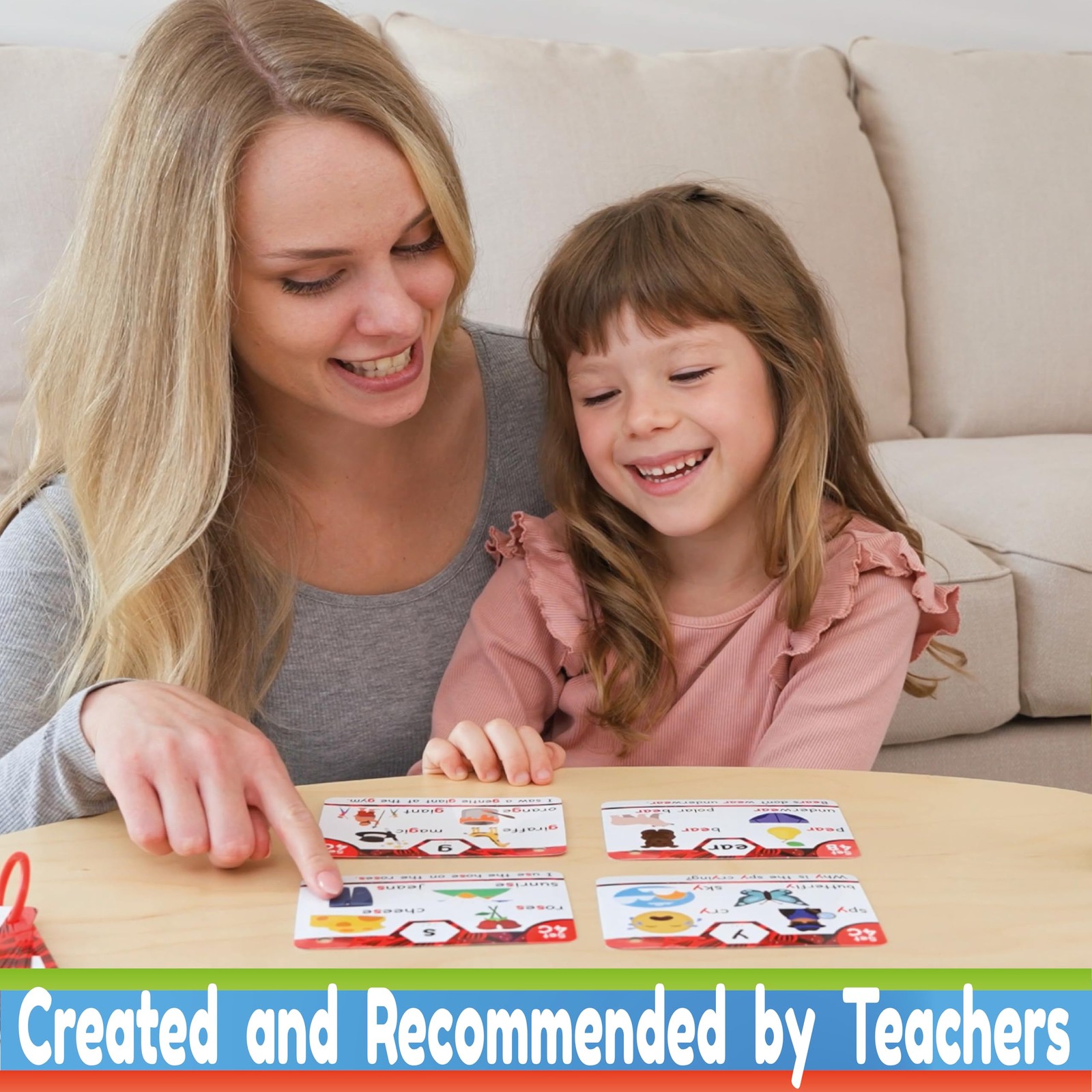 Phonics Flash Cards for Kids Ages 4~8, 20 Stages, Learn to Read