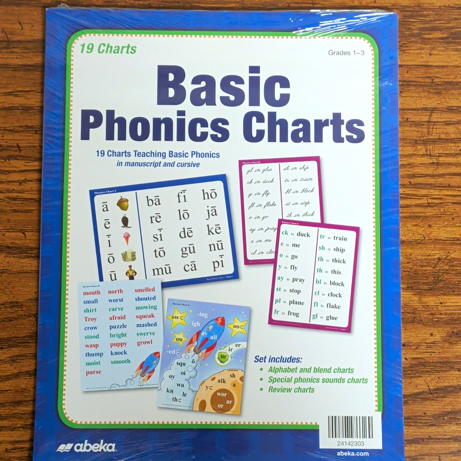 Abeka Basic Phonics Charts Set, 19 Charts Grades 1-3, Kids, Multicolor