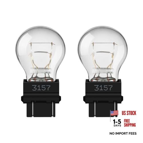 2 Pack 3157 Tail Light Bulb, 12V 3000K/P27-7W Brake Light Bulb, Replacement