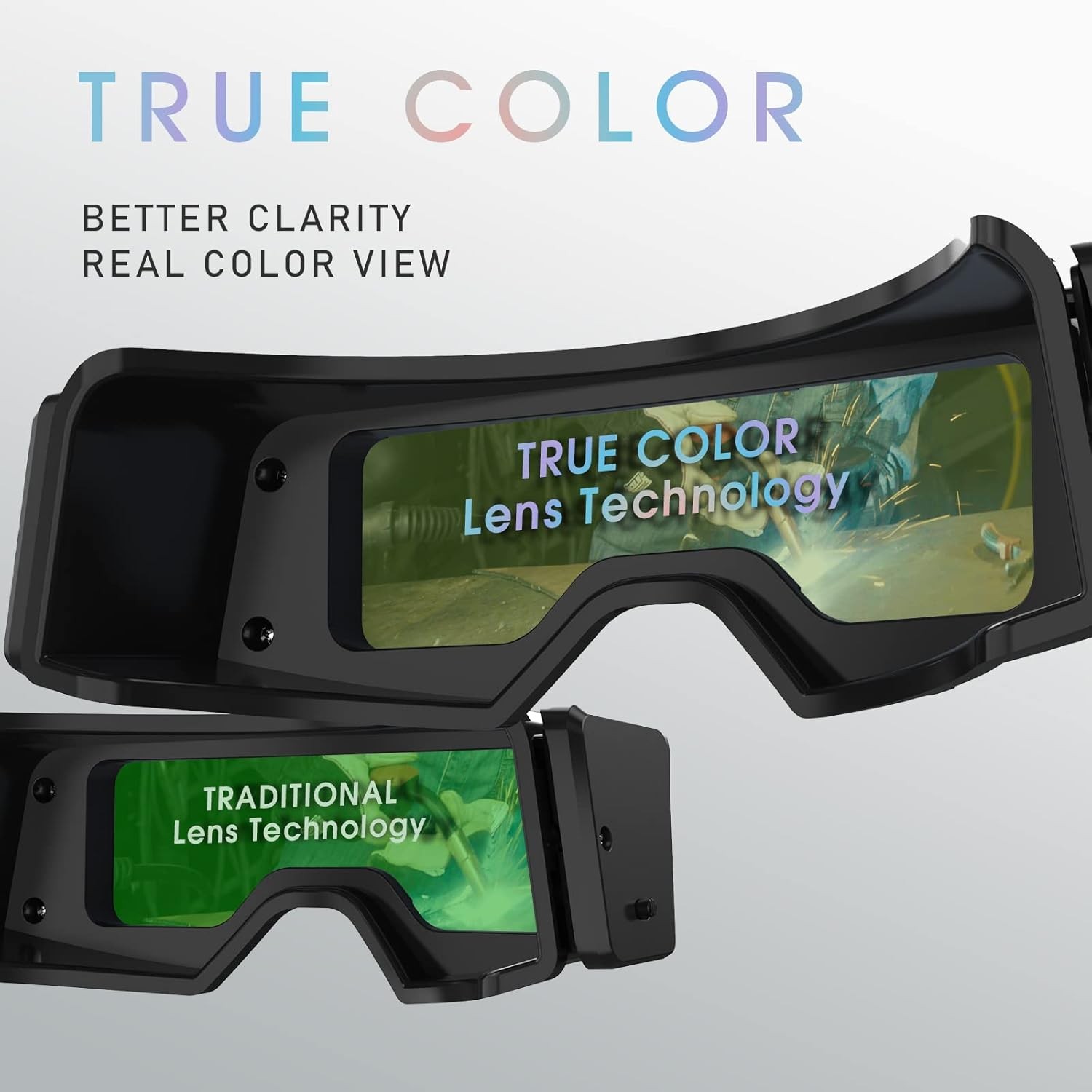True Color Auto Darkening Welding Goggles, Wide Shade Range 4/5-9/9-13 with Grin