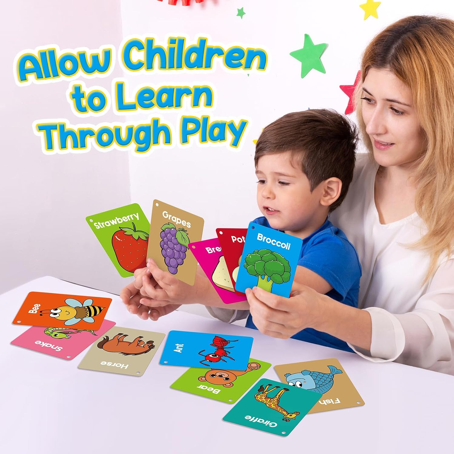 Toddler Flash Cards Baby Cognitive Flashcards for Kids, Learning Alphabet, Numbe