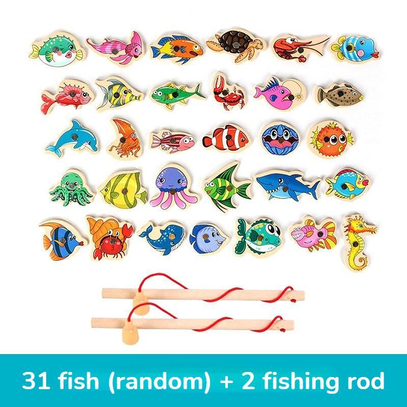 Montessori Wooden Fishing Toy, Magnetic Marine Life Game, Educational Fun