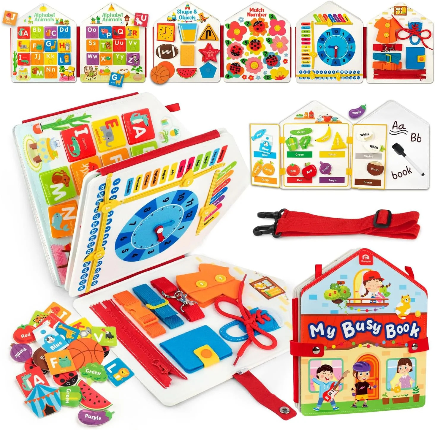 Coogam Toddler Felt Montessori Busy Book, Activity Busy Sensory Boards Fine Moto