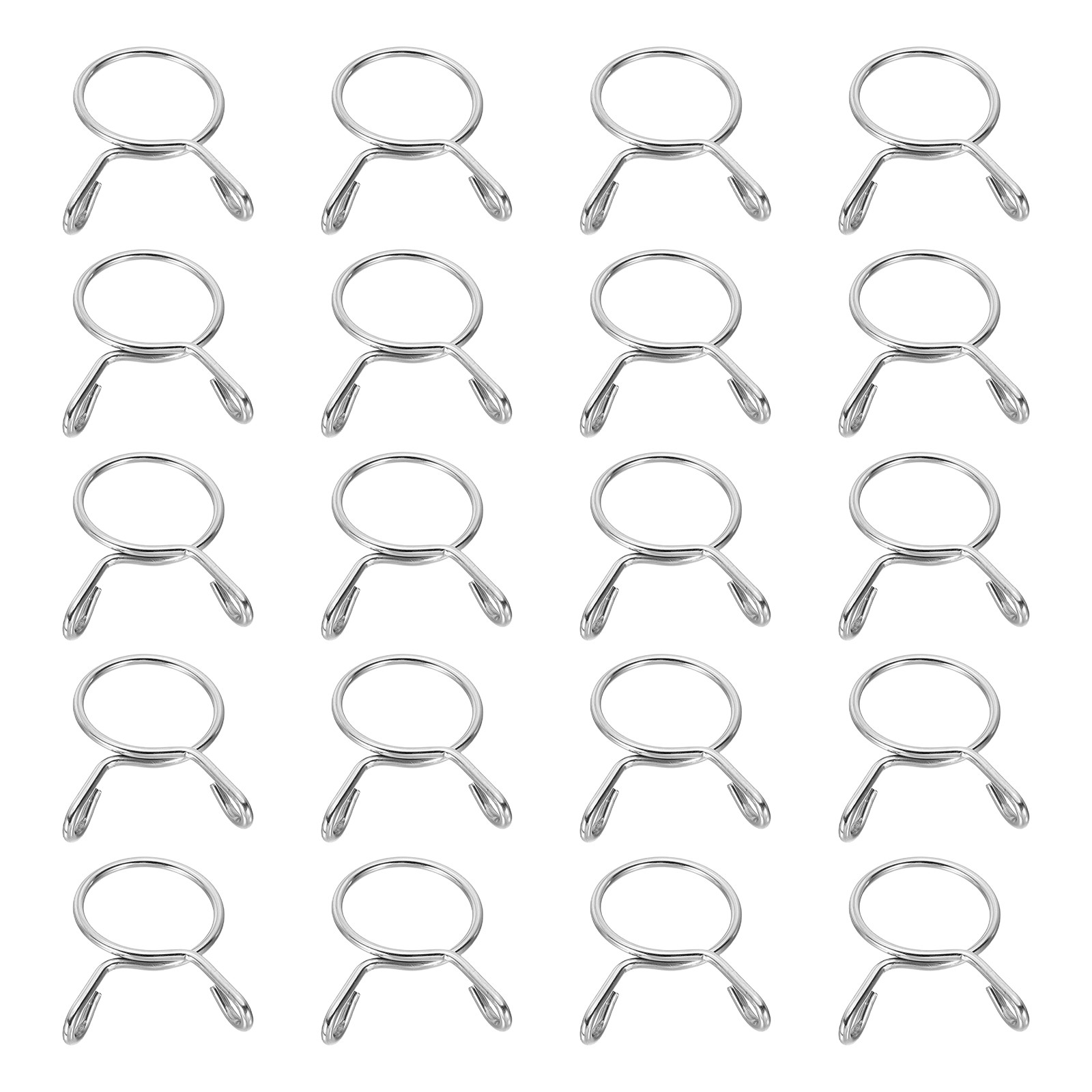 20Pcs 20mm ID 23.3mm OD Fuel Line Hose Clips Spring Clips Clamps Silver