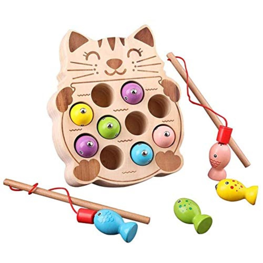 Fishing Game Montessori Toys for Toddlers Magnetic Cat-Shape Fishing for Kids