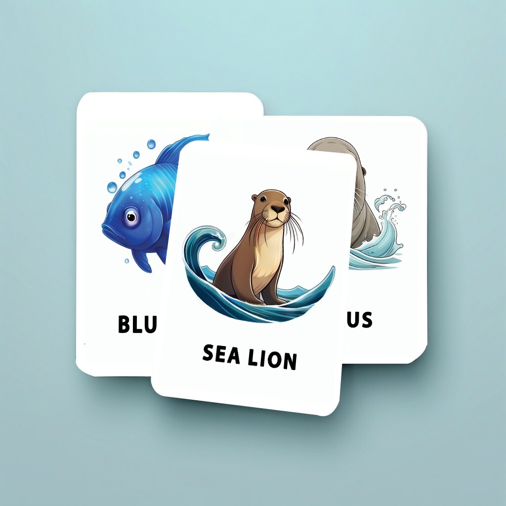 Printable Sea Animals Flash Cards-Montessori-Inspired 30 Card Set for Preschool
