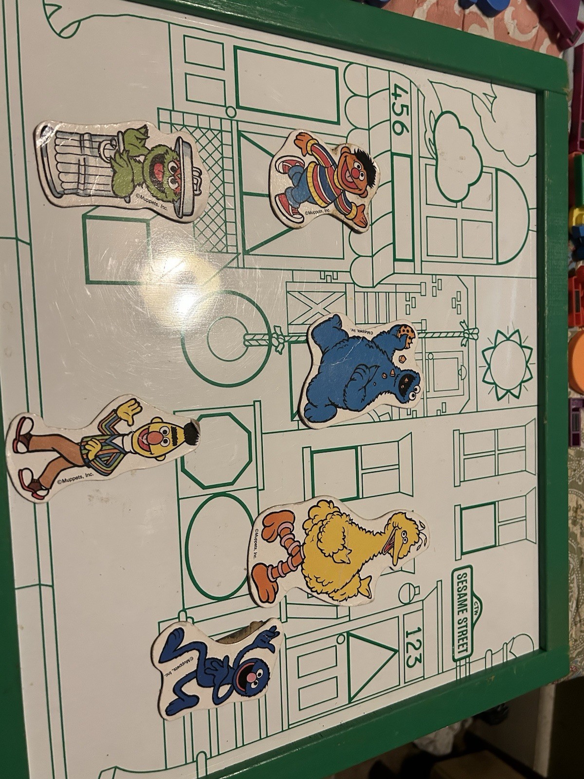 Vtg 1970s Sesame Street Magnet ABC Shapes Activity Learning Board Ernie Big Bird