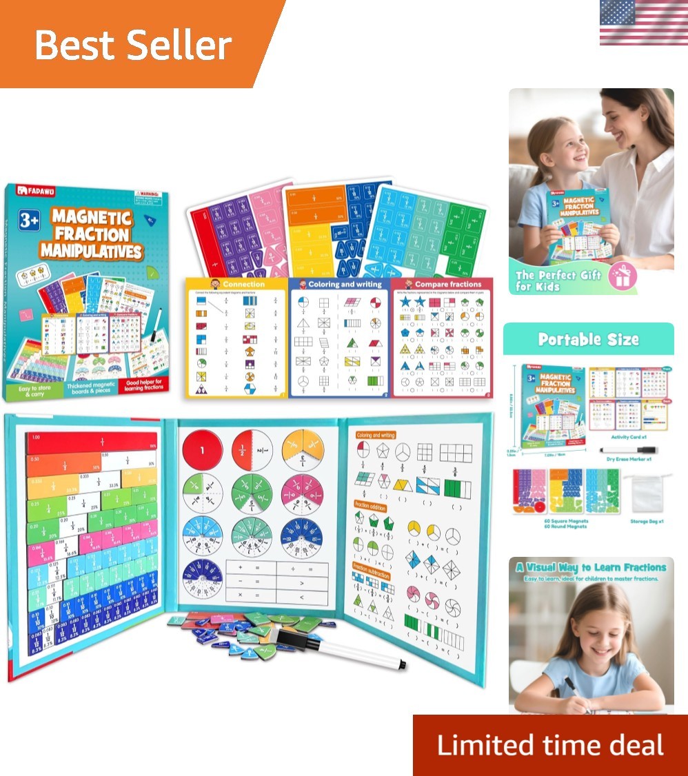 Magnetic Fraction Educational Puzzle, Magnetic Fraction Demonstration Book wi…