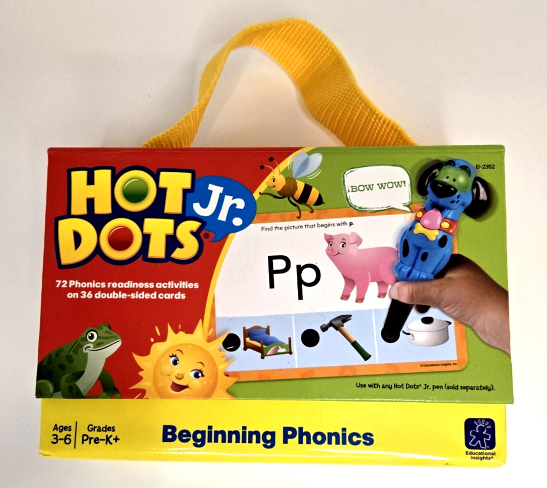 Hot Dots Jr. Beginning Phonics 36 Double-Sided Cards w/Purple Cat (Kat) Pen