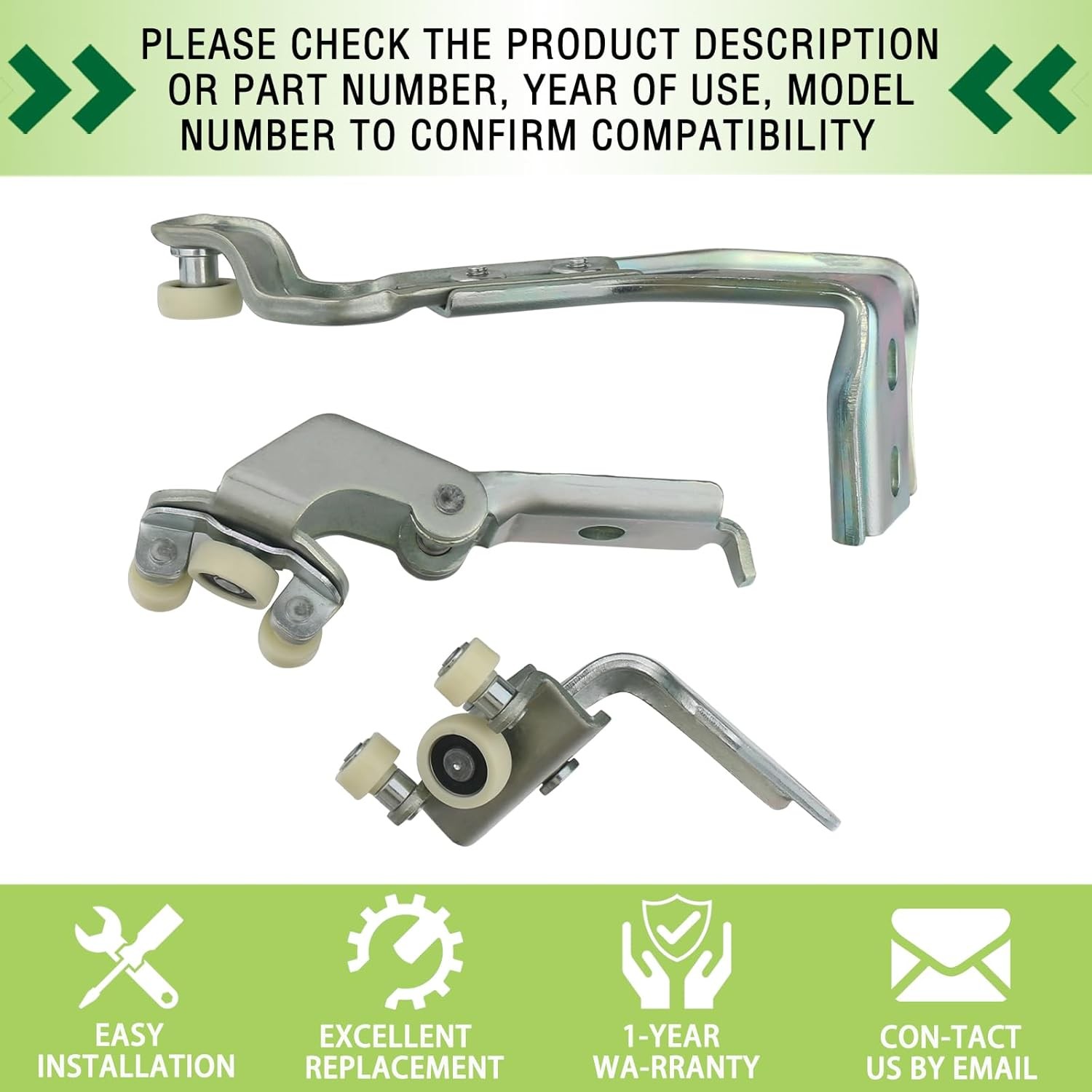 Right Sliding Door Roller Kit Upper & Middle & Lower Compatible with 1995-2006