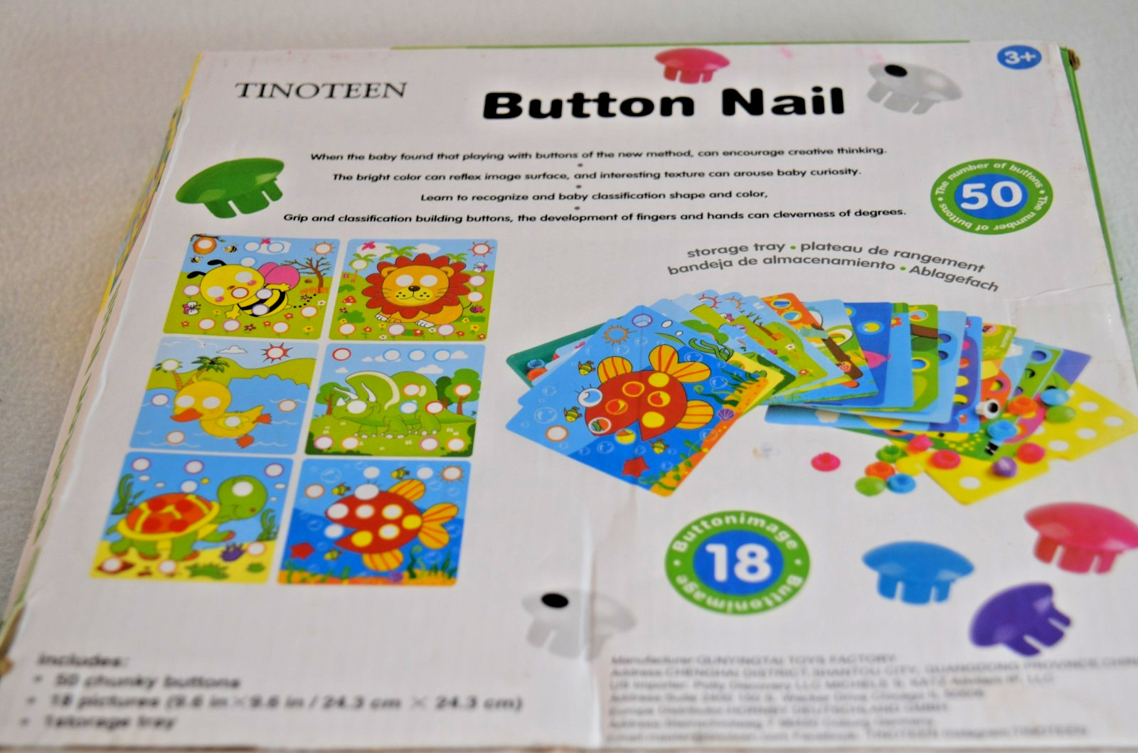 Button Nail Color Matching Toy Lukat Mosaic Pegboard Toddler Fine Motor Skill
