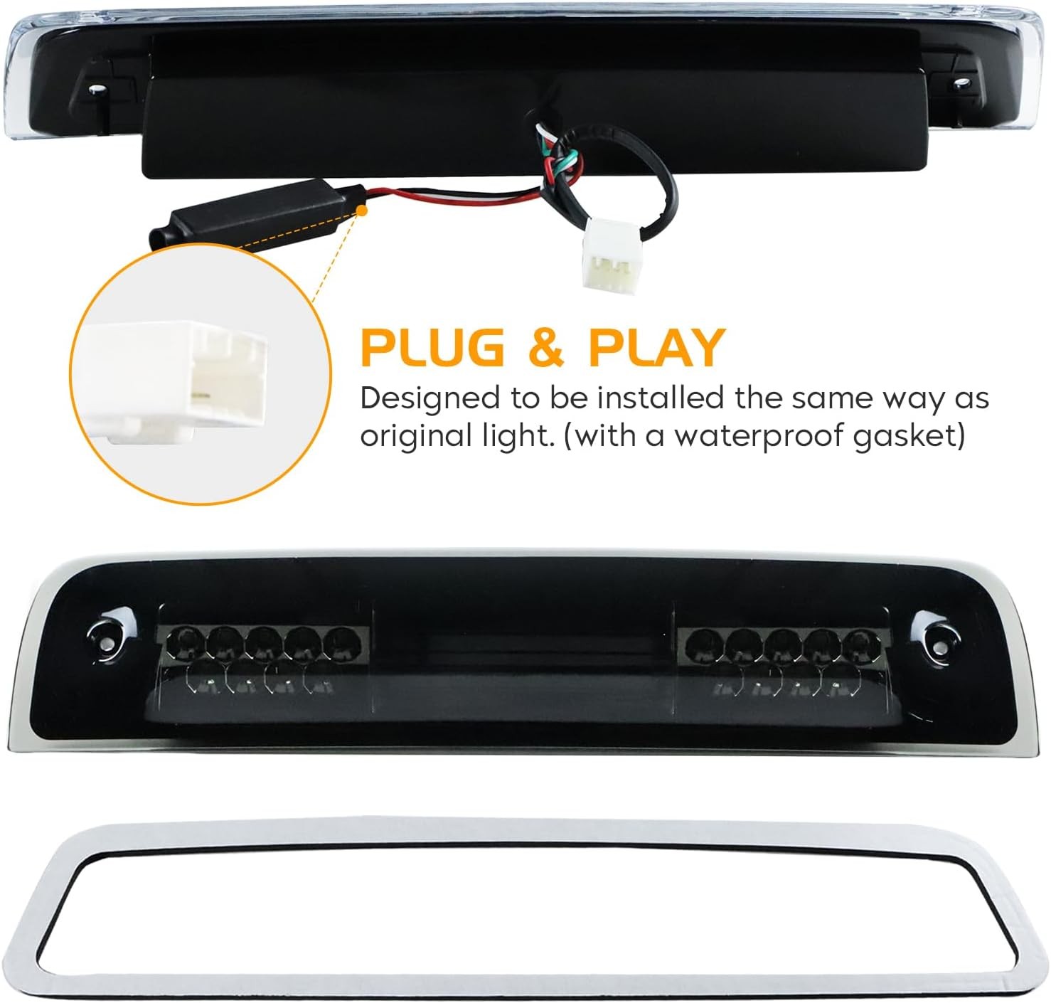 Smoke LED Taillights Dodge Ram 1500-3500 2009-2018 3Pcs