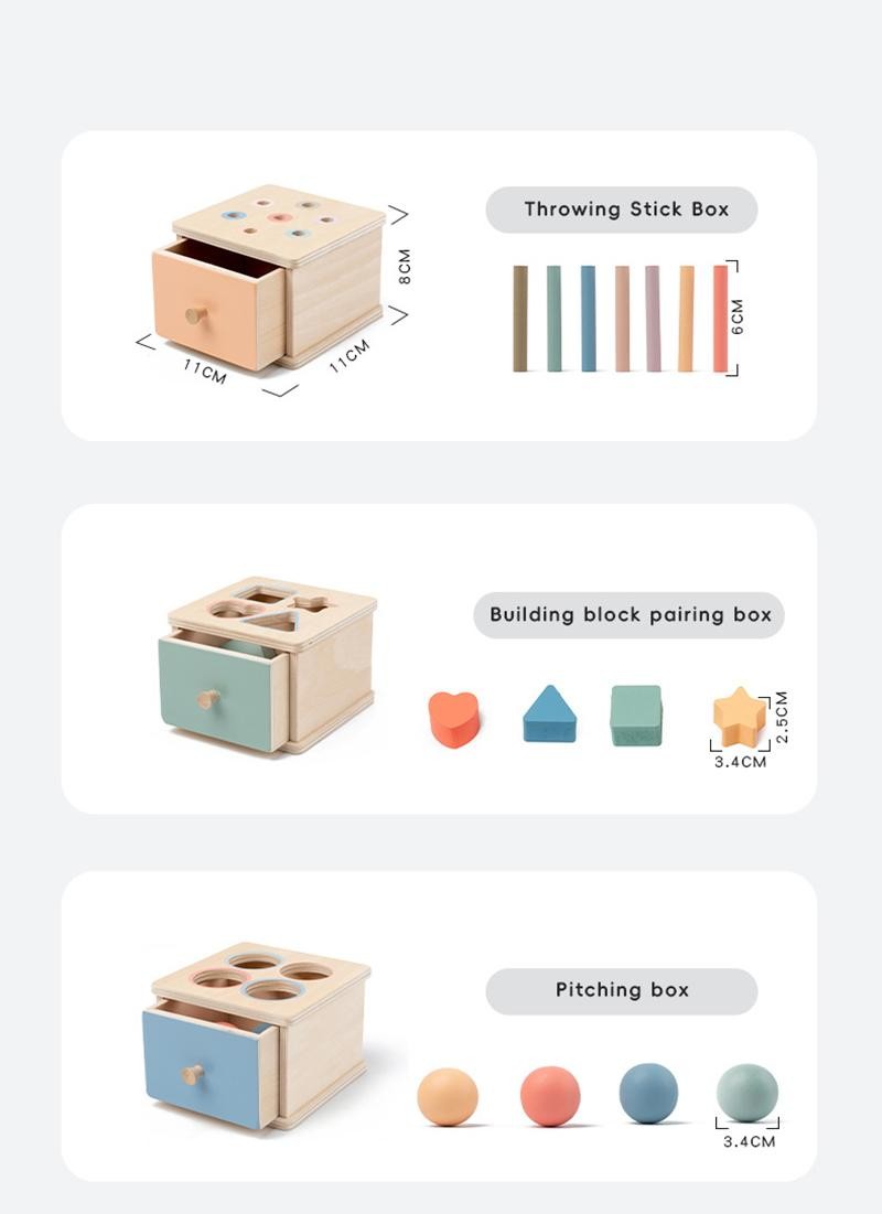 Montessori Wooden Sorting Blocks Color Shape Matching Educational Kids Early Toy