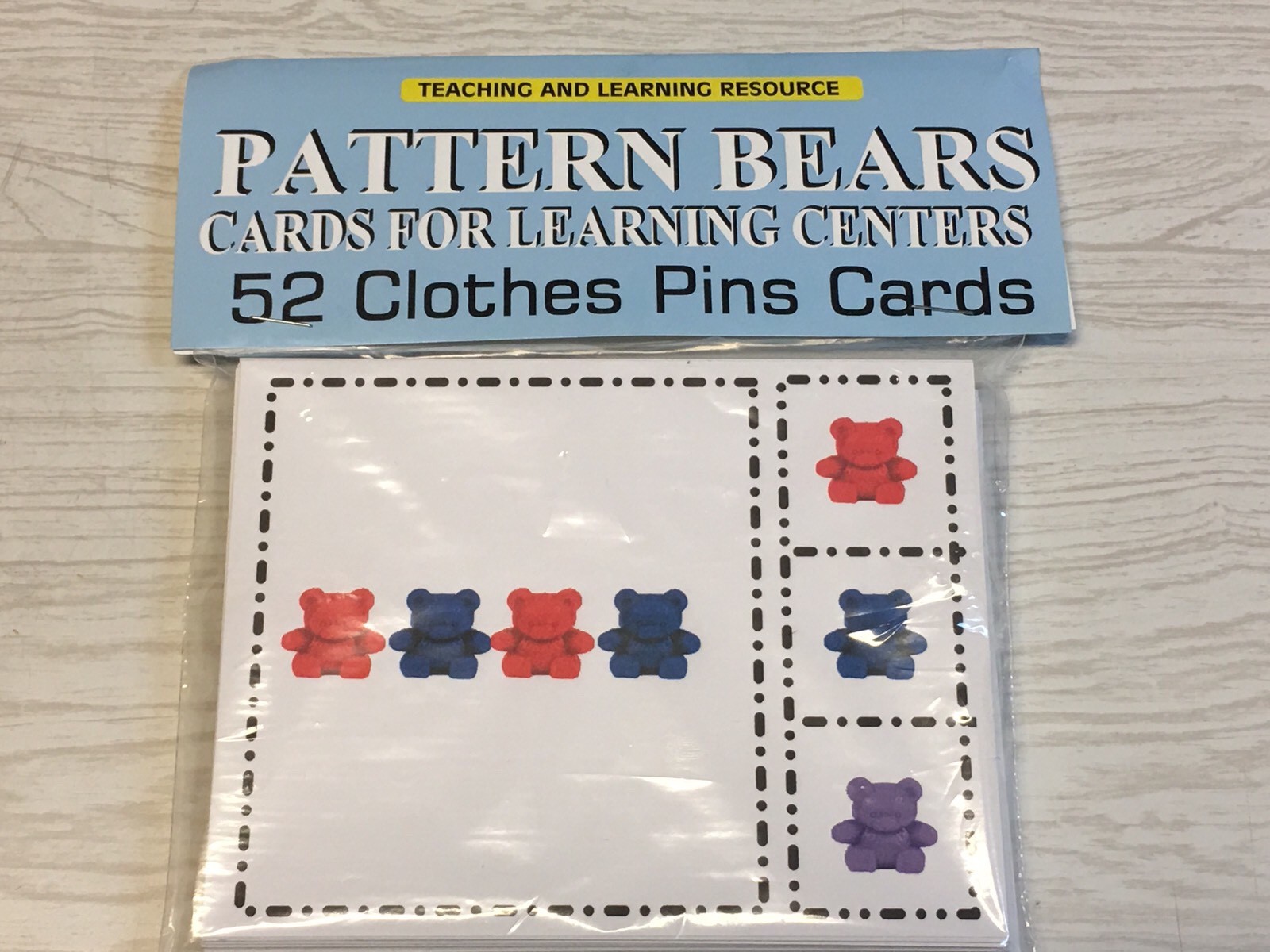 PATTERN BEAR COUNTERS – Flashcards for Preschool 52 Cards- Teaching supplies