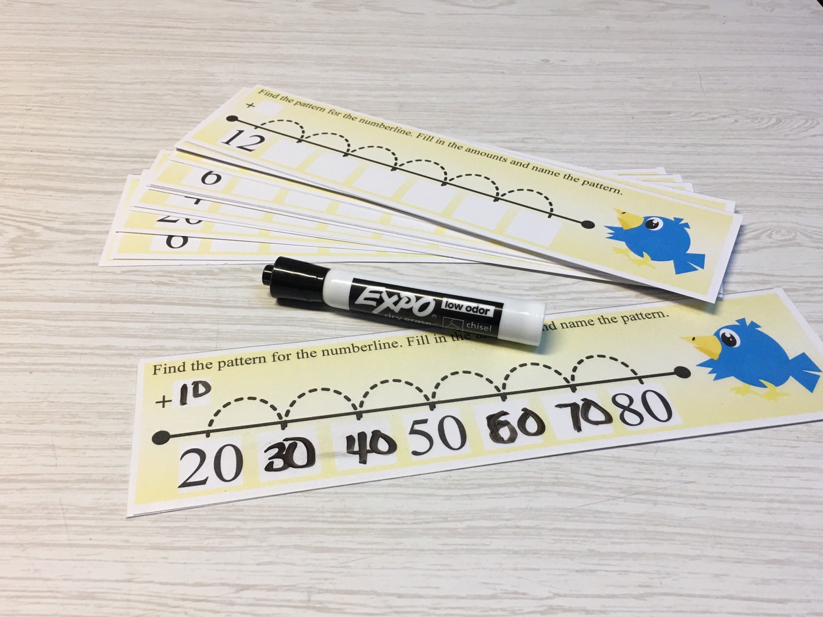 Math Center – Skip Counting 2s, 3s, 5s, &10s – 21 Laminated Activity Strips