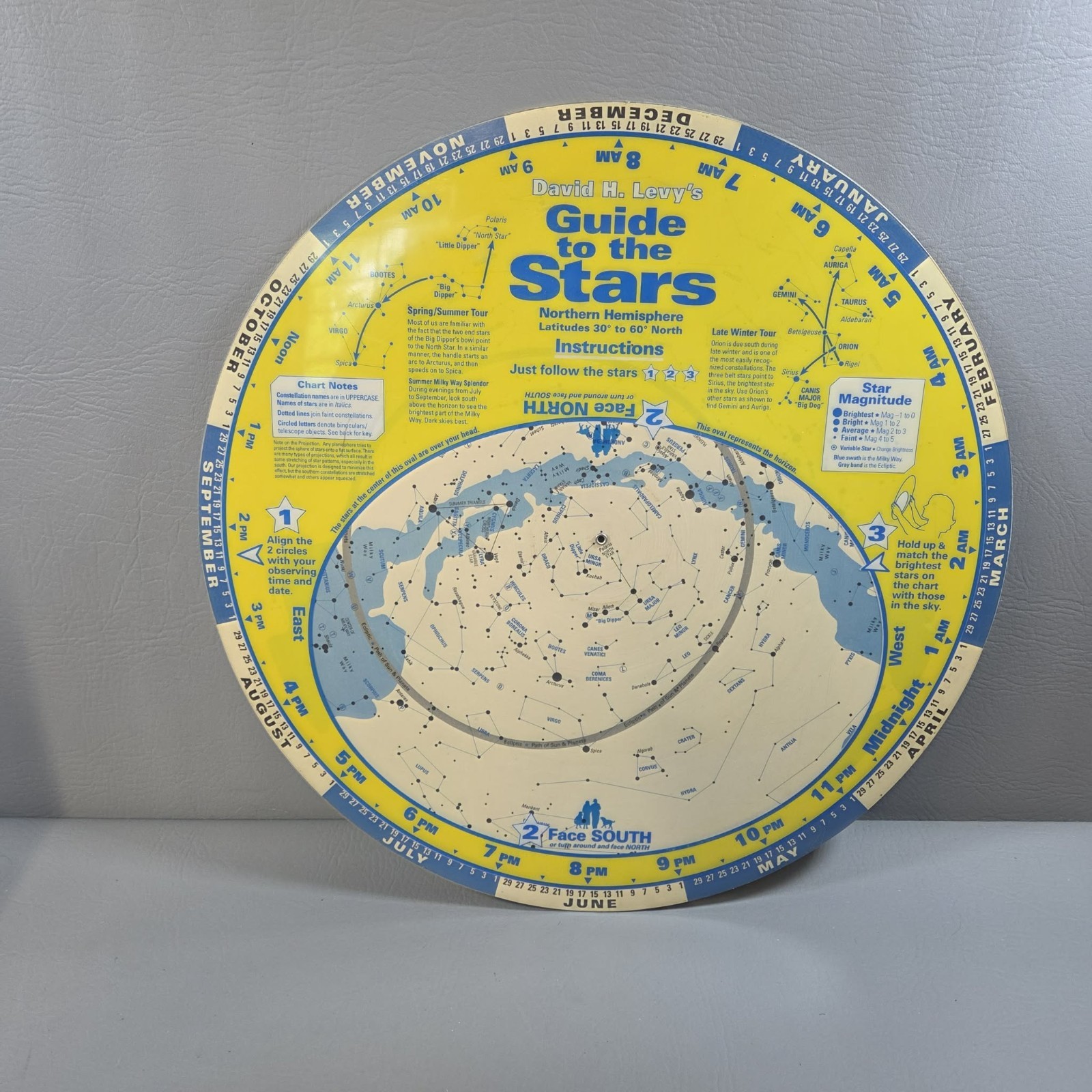 Planisphere Star Chart Astronomy David H Levy Guide To The Stars Northern 16″
