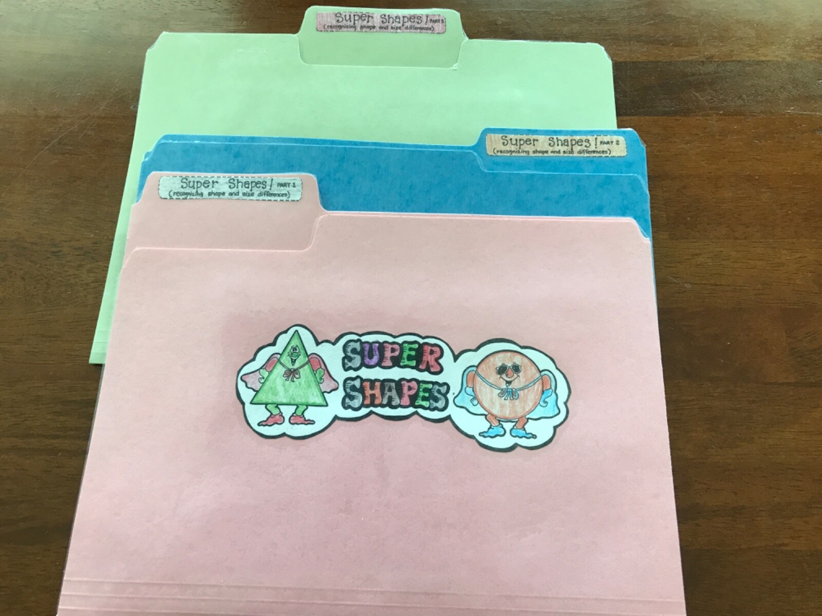 super Shapes lot 3 shapes order K grade math file folder game teacher resource