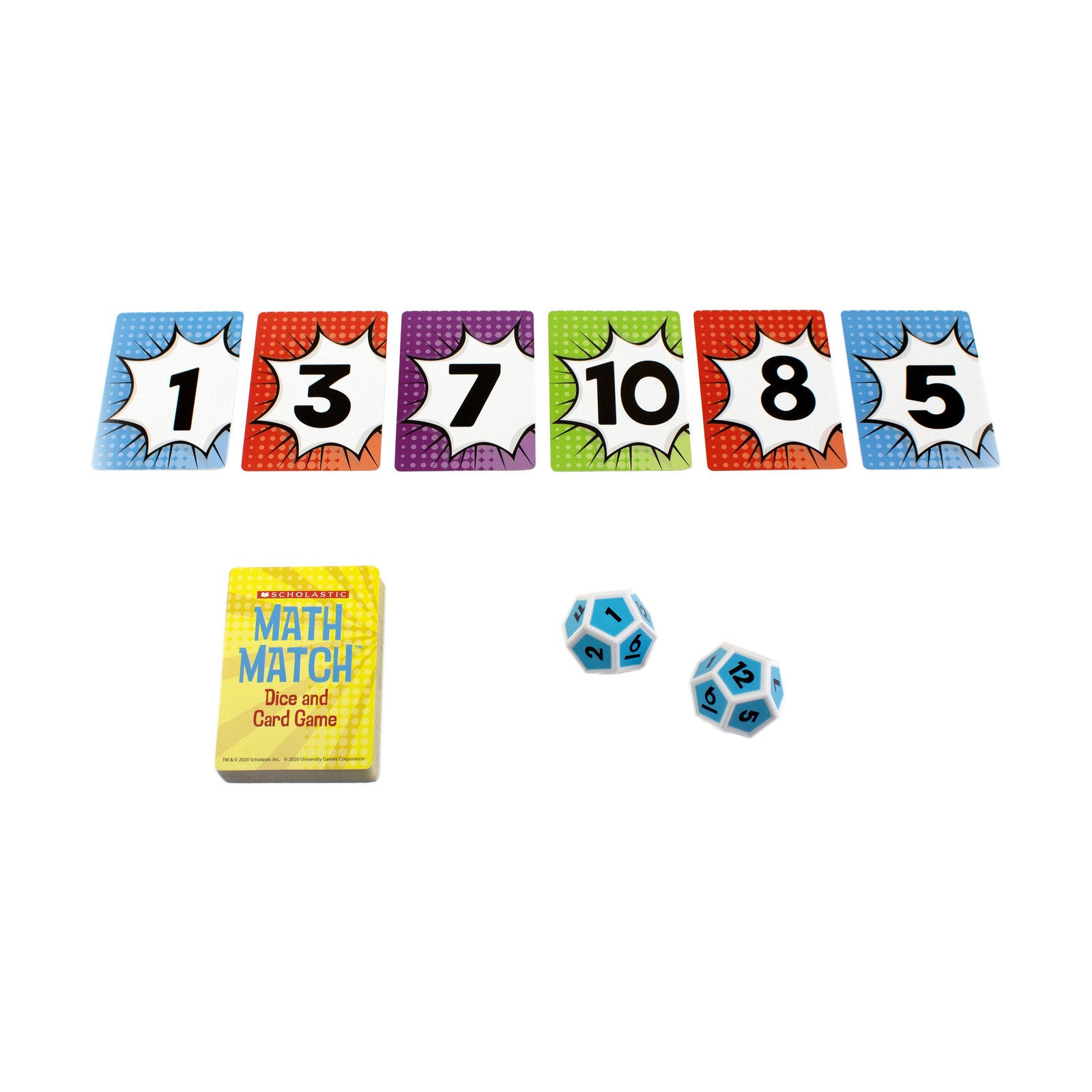 New – University Games Scholastic – Math Match Dice and Card Game – Ages 5-12