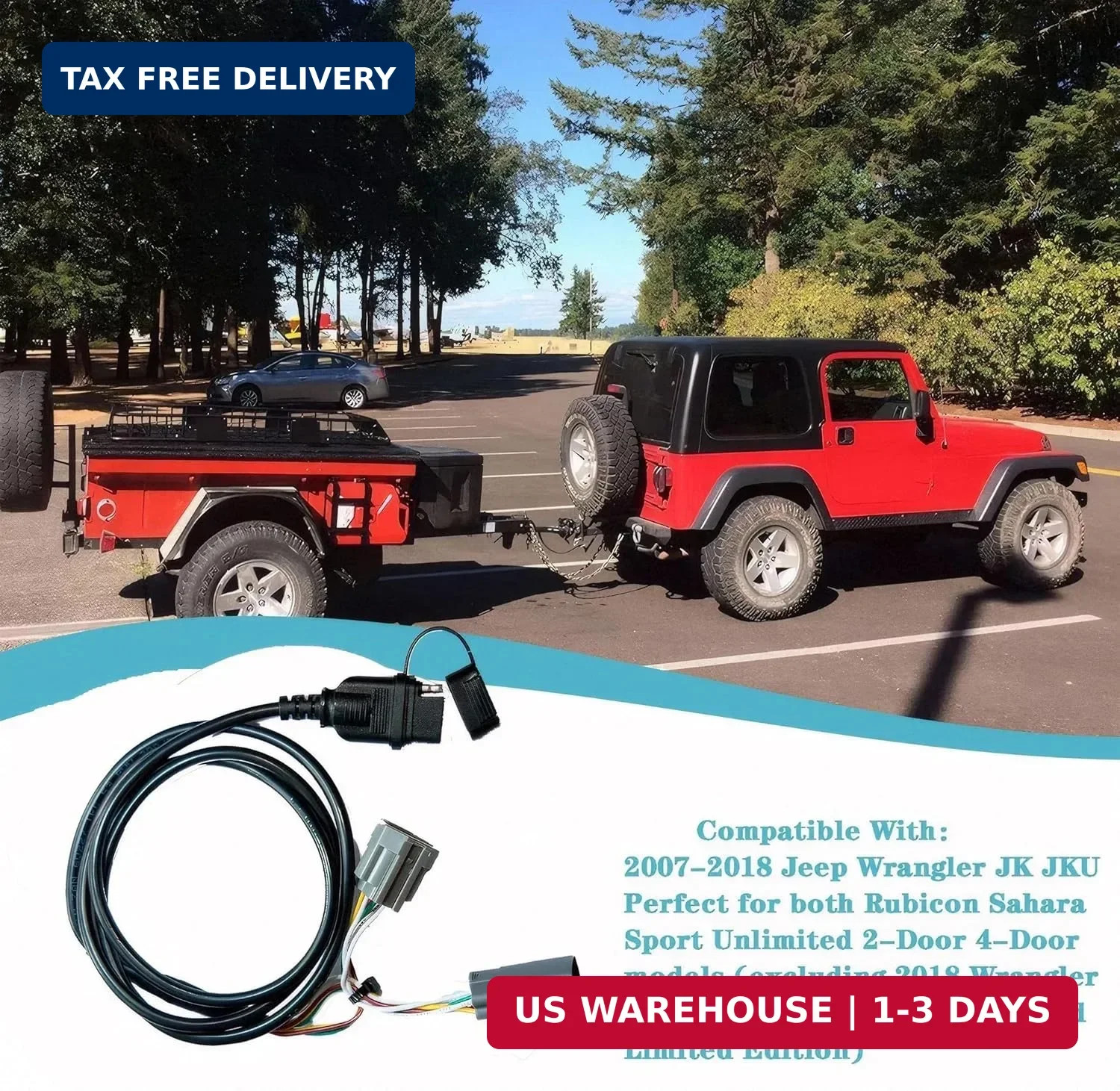 Trailer Wiring Harness Kit 17275.01 for Jeep JK Wrangler Accessories Hitch, 4-pi