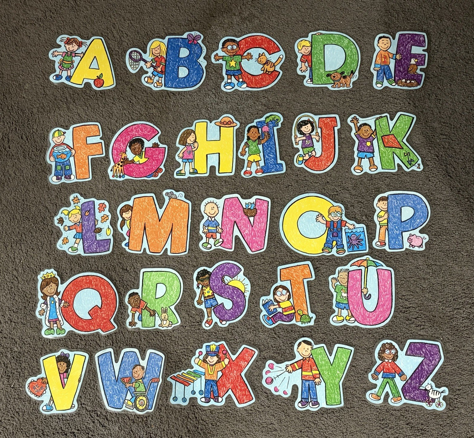 Carson Dellosa Kid Drawn ABC Alphabet laminated Bulletin Board Decor