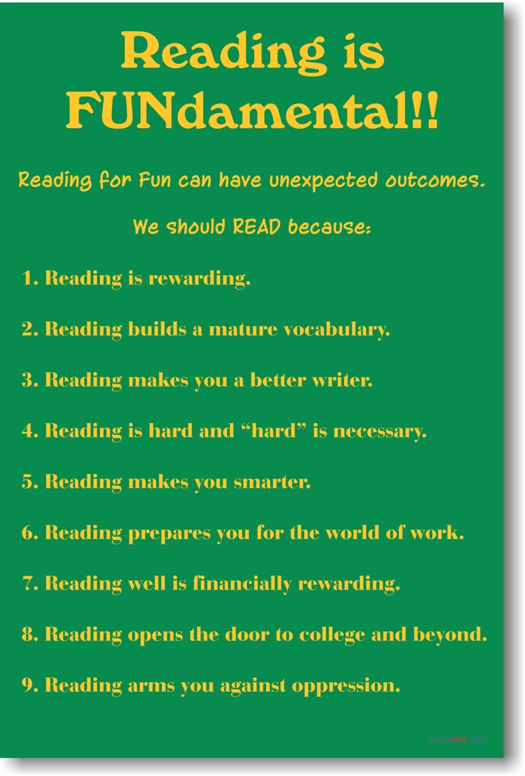 Reading is Fundamental – NEW Classroom Reading and Writing Poster