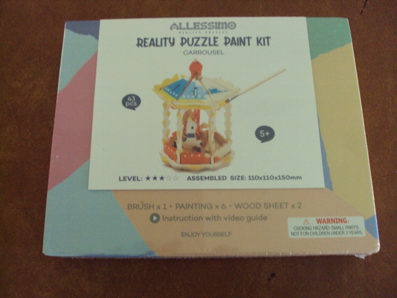 Allessimo 3D Paint Puzzle Carousel – 43pcs Model Paint Kit NEW SEALED AGE 5+