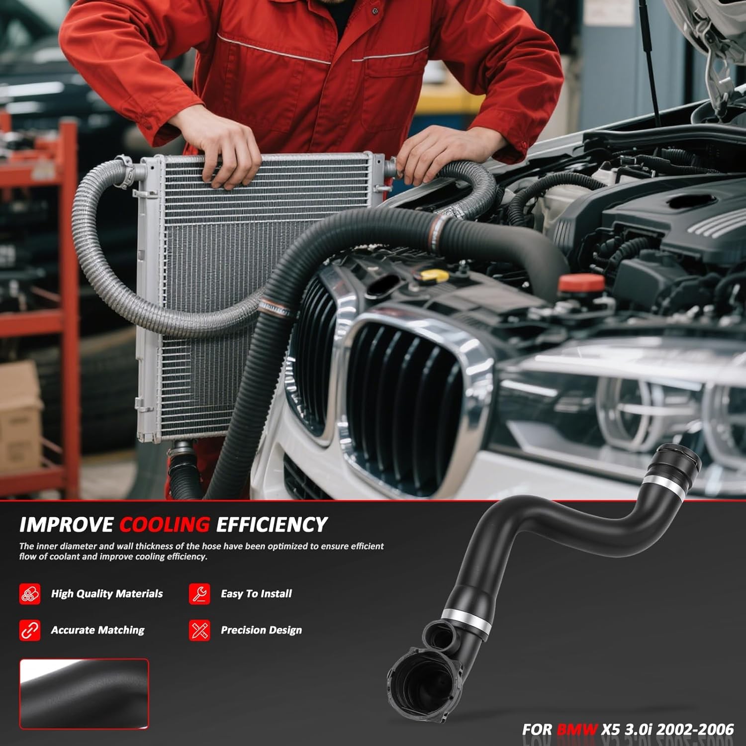 Upper Radiator Coolant Hose Pipes For BMW E53 X5 2001-2006 11537500733 3.0i