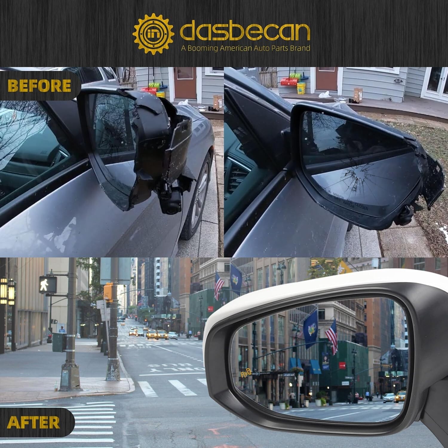 8Pins Left Side Mirror Compatible with 2019-2024 Toyota Rav4 Driver Side View wi