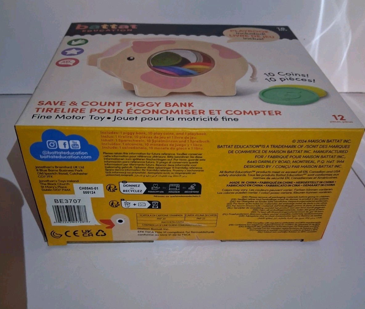 Battat Education Save & Count Piggy Bank NIB 18m+ Homeschool Montessori Play