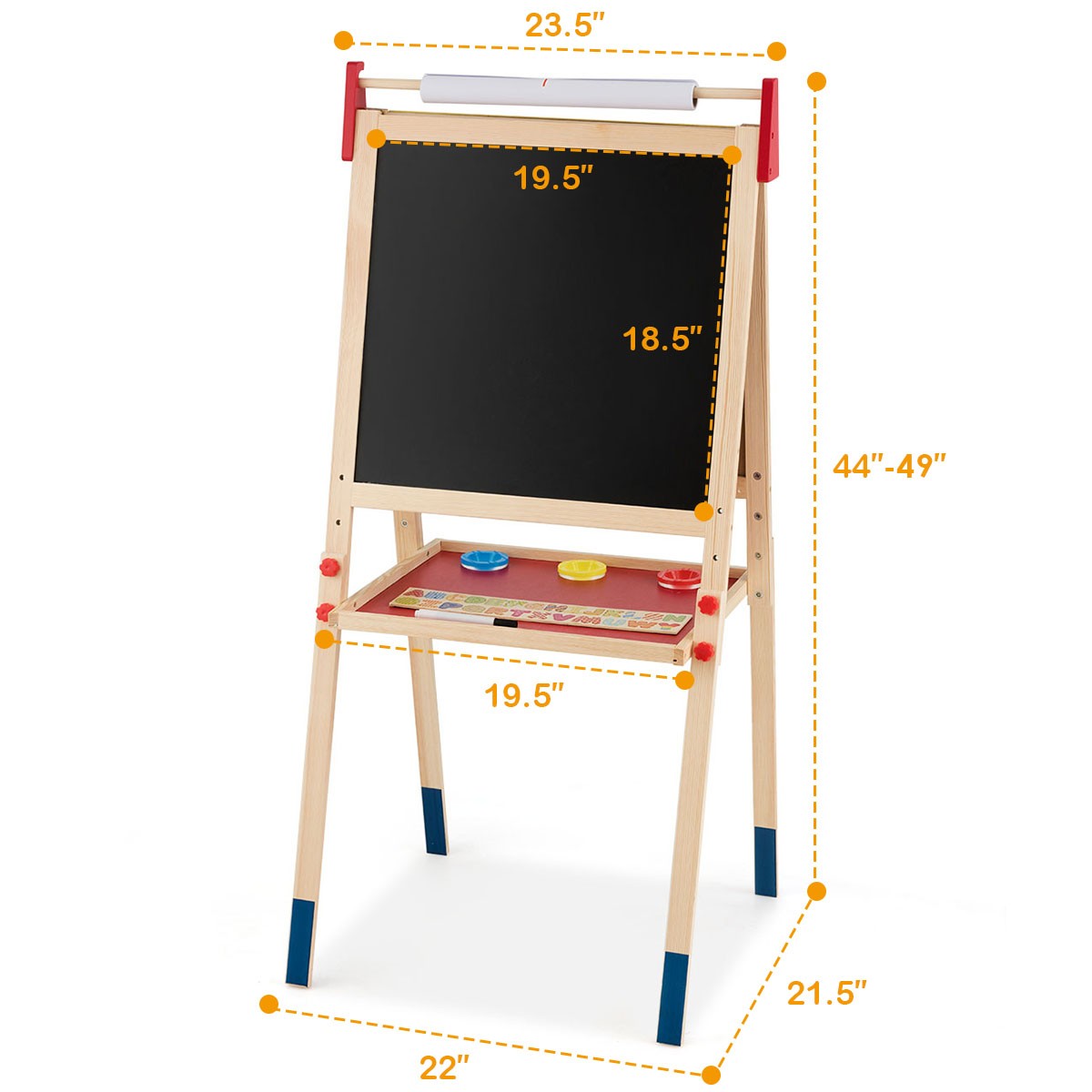 All-in-One Wooden Kid’s Art Easel Height Adjustable Activity Easel w/Paper Roll