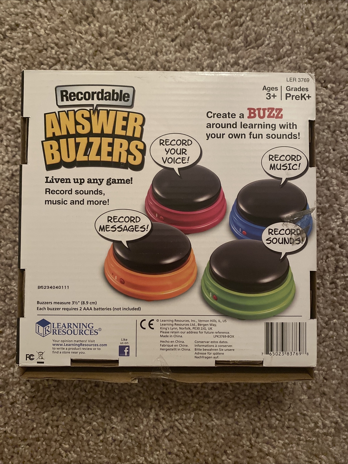 Learning Resources Recordable Answer Buzzers – Set of 4