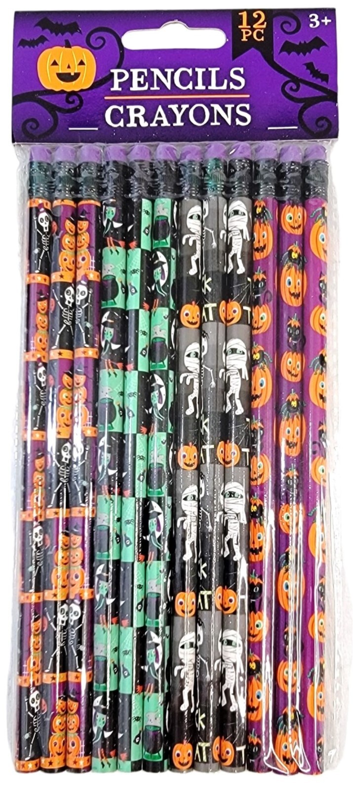 New Halloween Theme Pencils 12 Pack Greenbrier Witch Ghost Jack-O-Lanterns Cat