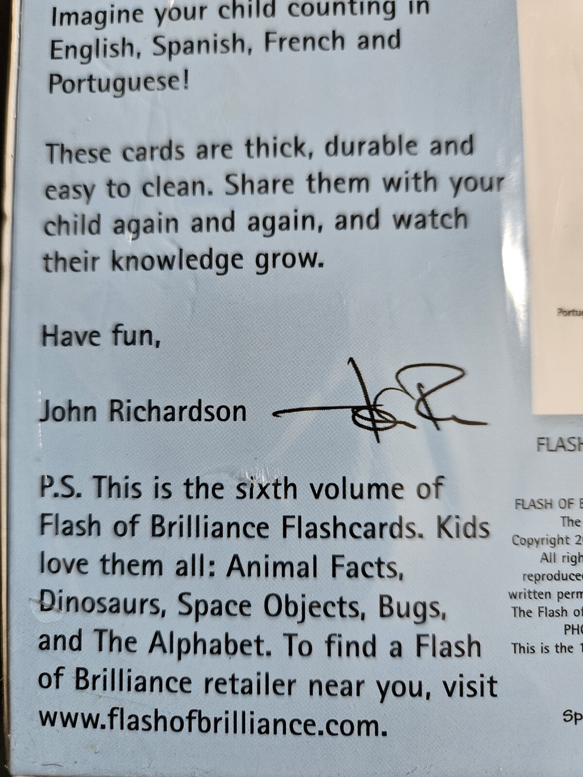 Flash Of Brilliance Numbers, Shapes, Colors Flash Cards Volume 6 First Edition