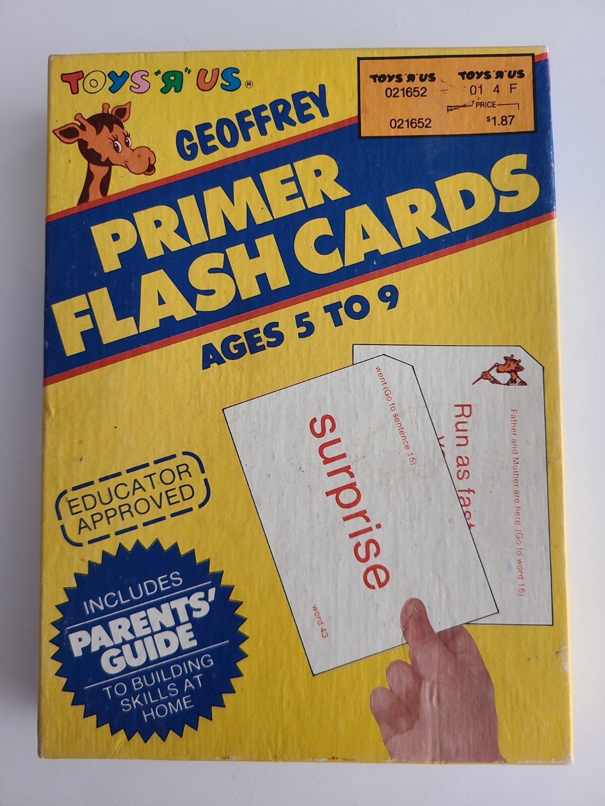Vintage Toys “R” Us Geoffrey primer flash cards, 60 cards complete