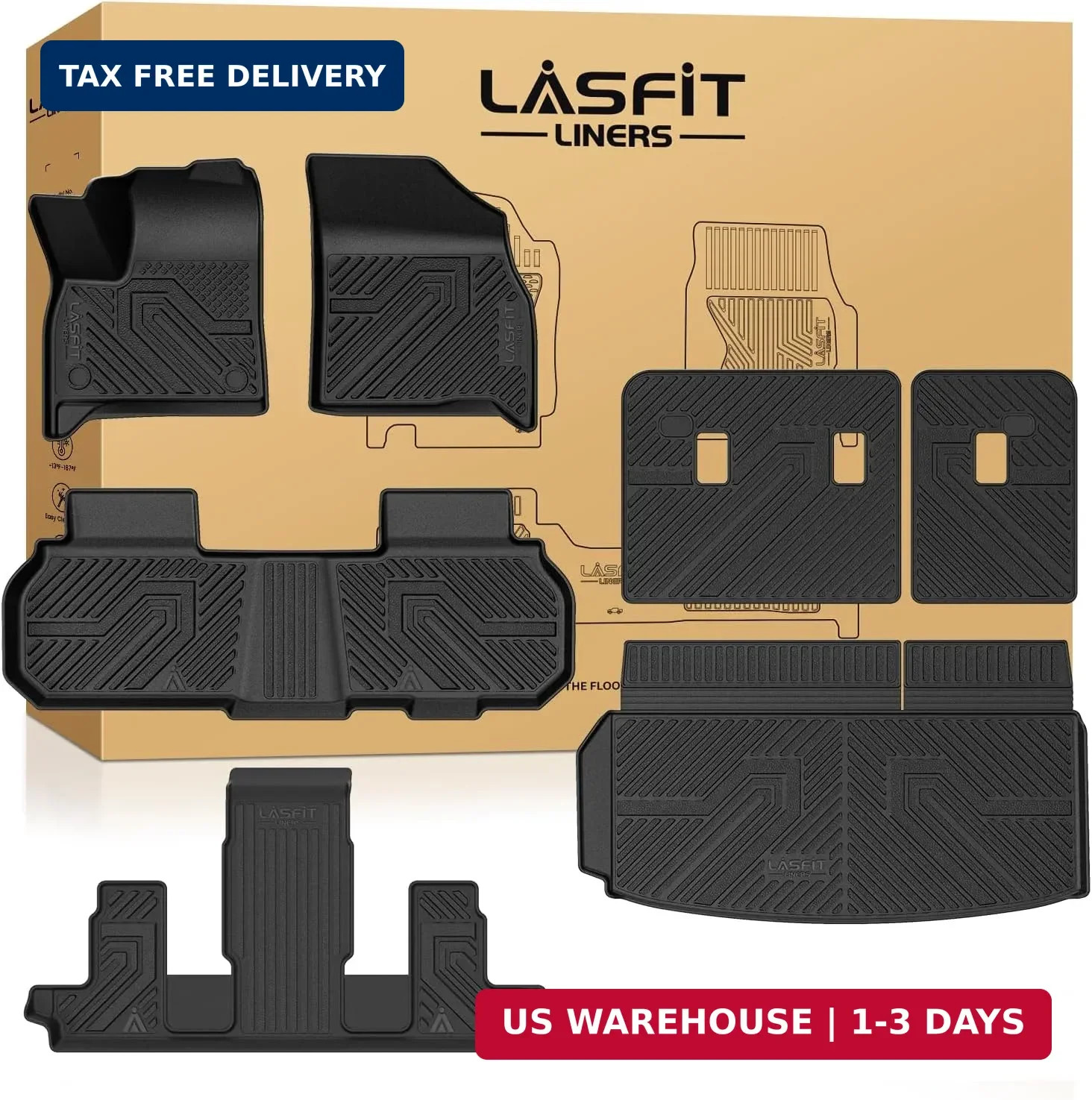 LASFIT Floor Mats & Cargo Liner with Backrest Mat for Chevy Traverse 2024-2026 (