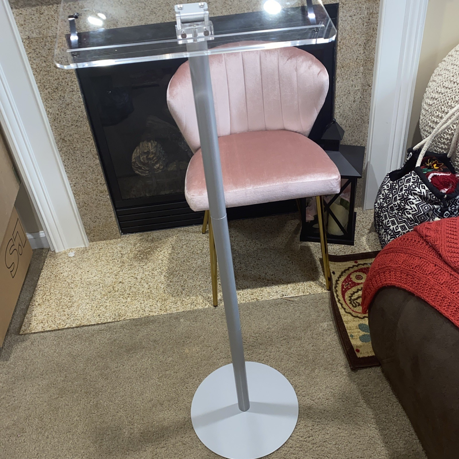 Acrylic Podium Stand,43″H Angle Adjustable Lecterns & Podiums,Portable Rolling